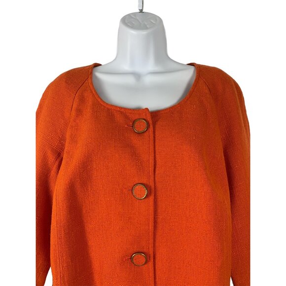 Pursuits, Ltd Womans Textured 3/4 Sleeve Orange Swing Jacket Size 12 - Picture 2 of 10